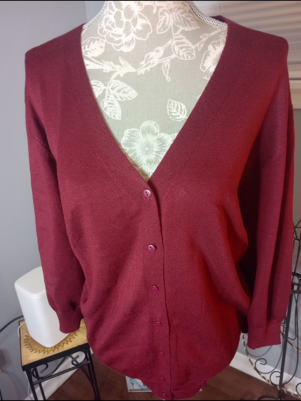 Women’s V-Neck Button Cardigan Sweater - Burgundy 2 For $10 Or $7 Kohl's